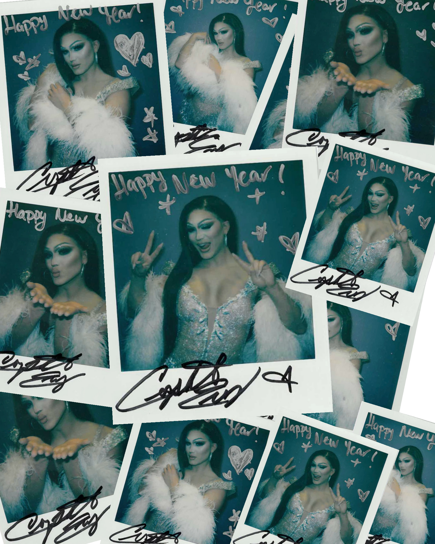 CRYSTAL ENVY SIGNED POLAROIDS :  HAPPY NEW YEAR